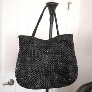 Black Faux Leather with sequences